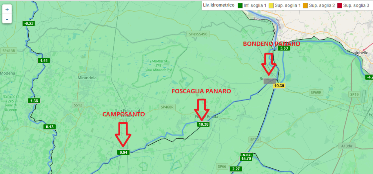 panaro fiume idrometri panaro